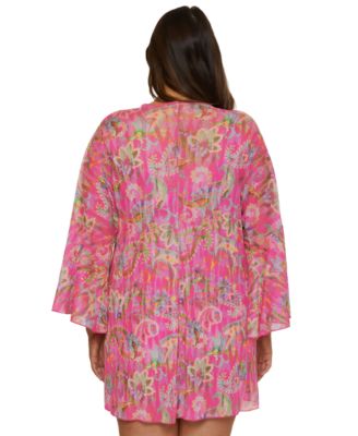 Plus Size Polynesia Tie-Front Tunic Swim Cover-Up