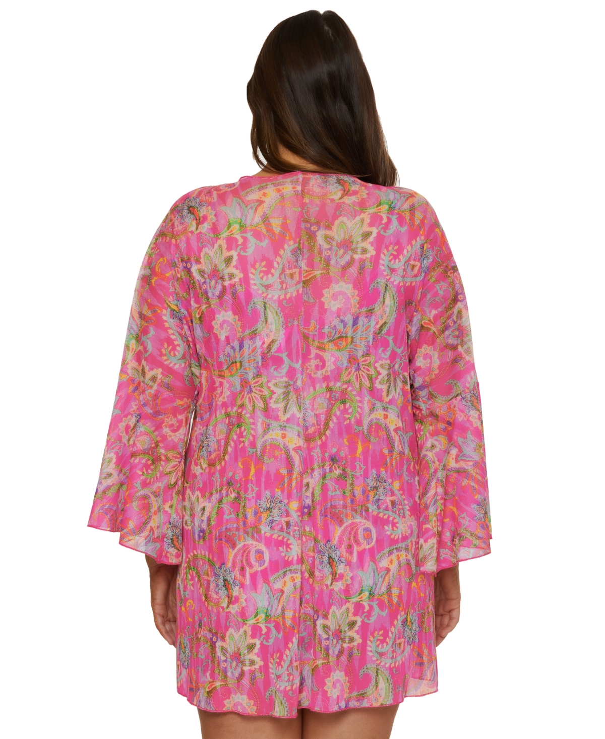 BECCA ETC PLUS SIZE POLYNESIA TIE-FRONT TUNIC SWIM COVER-UP 