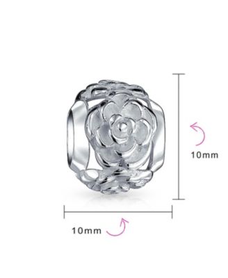 Charm Bead Sterling European Bracelet - Floral Garden Design