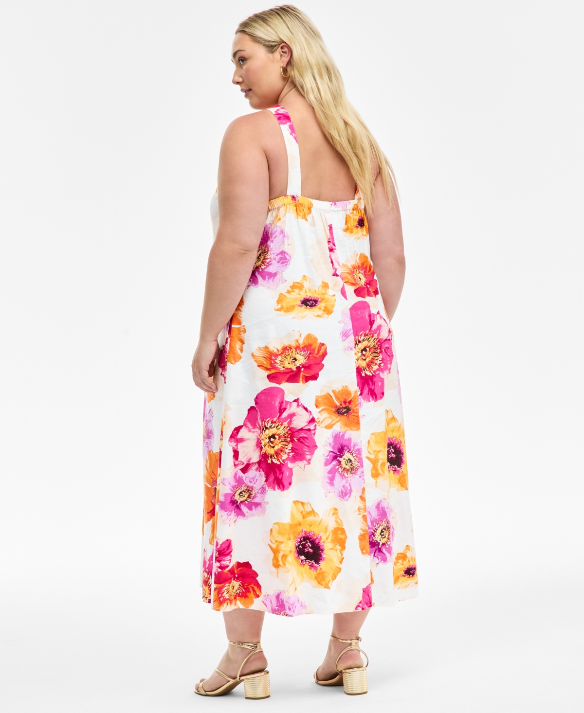 INC INTERNATIONAL CONCEPTS PLUS SIZE PRINTED CROSS-NECK HALTER MAXI DRESS, EXCLUSIVELY AT MACY'S 