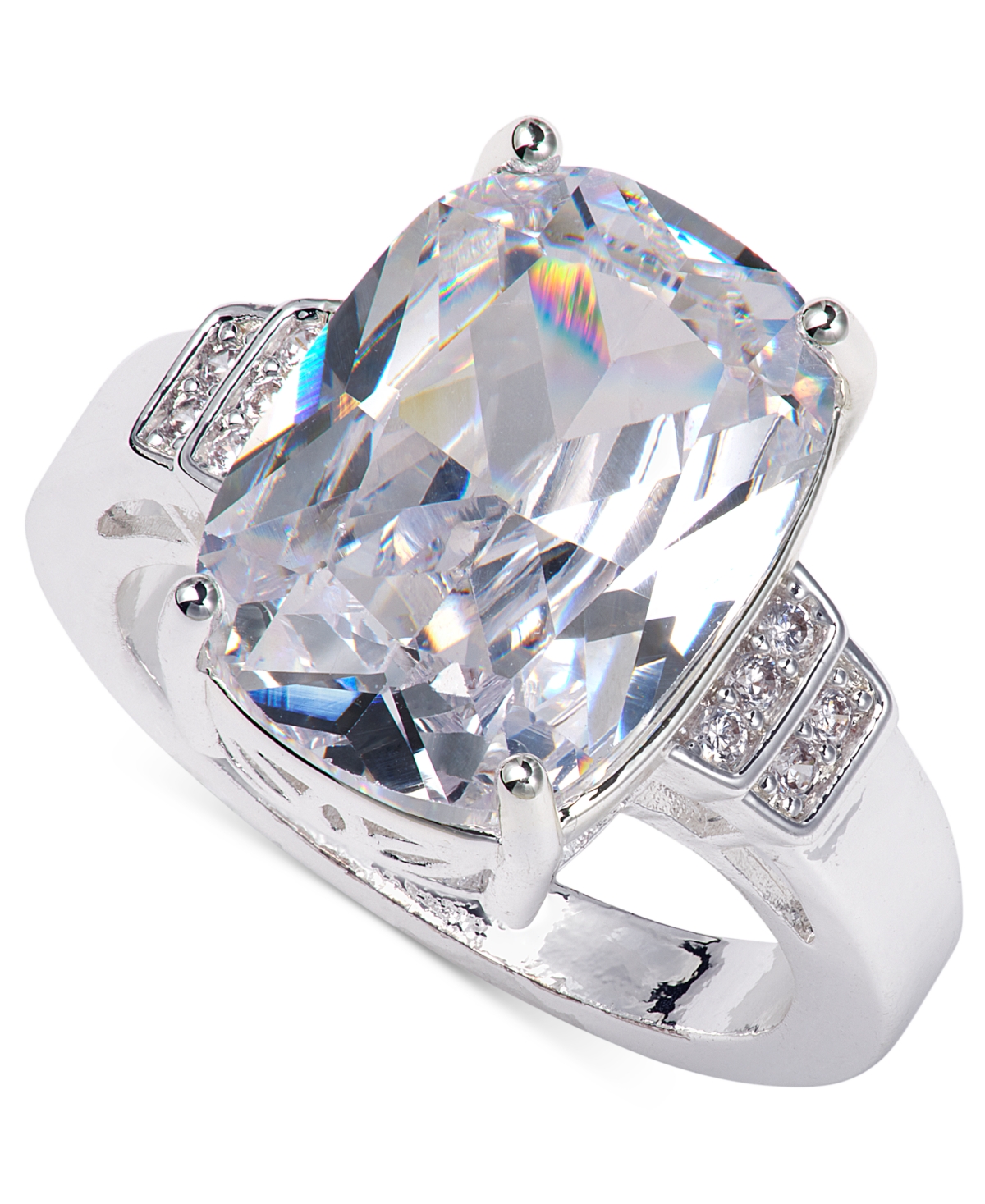 Silver-Tone Cubic Zirconia Statement Ring, Exclusively at Macy's - Silver