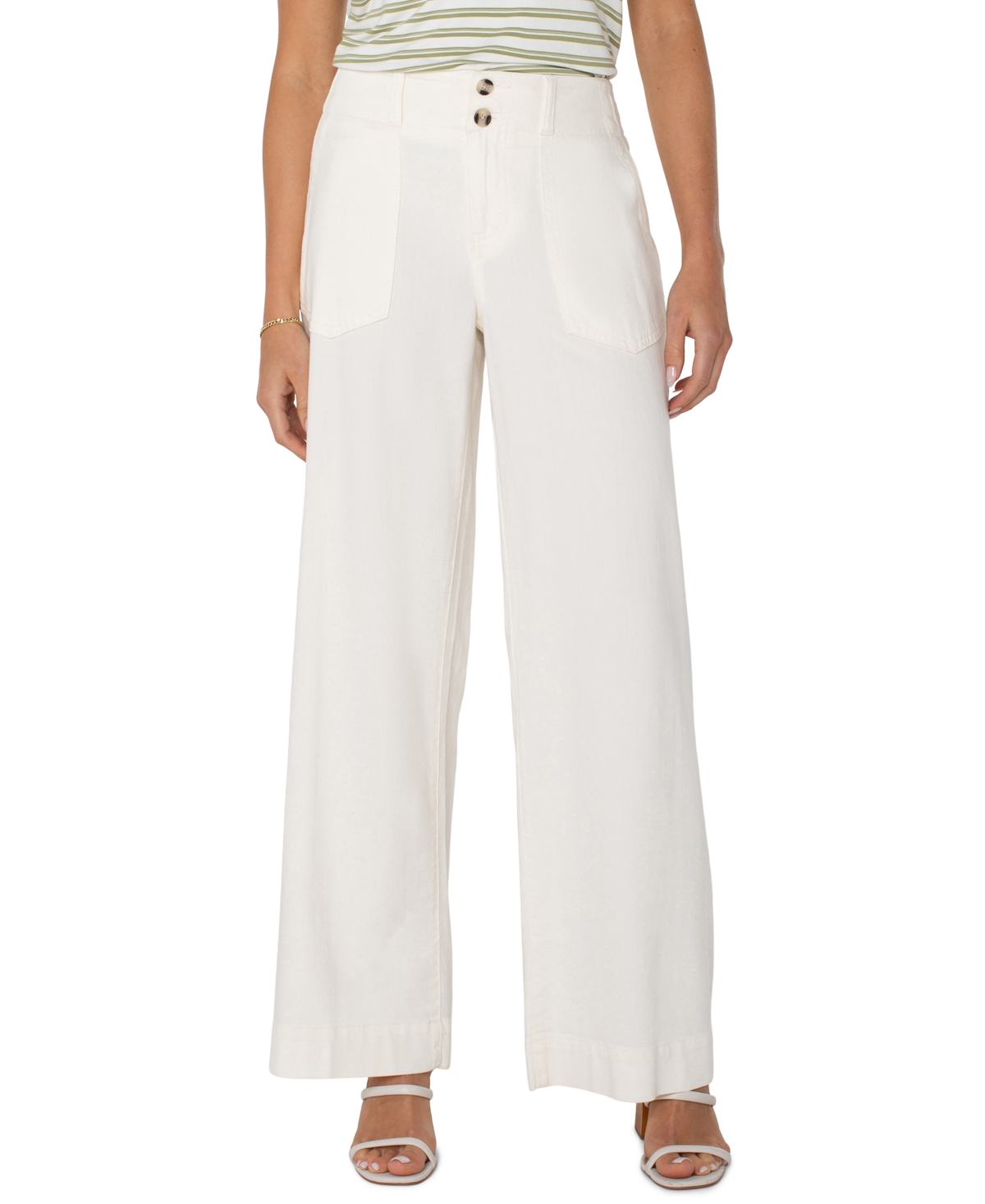 Petite Hannah Utility-Detail Flare-Leg Pants - Whipped Cream