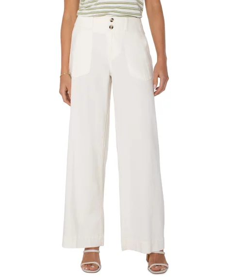 Petite Hannah Utility-Detail Flare-Leg Pants - Whipped Cream