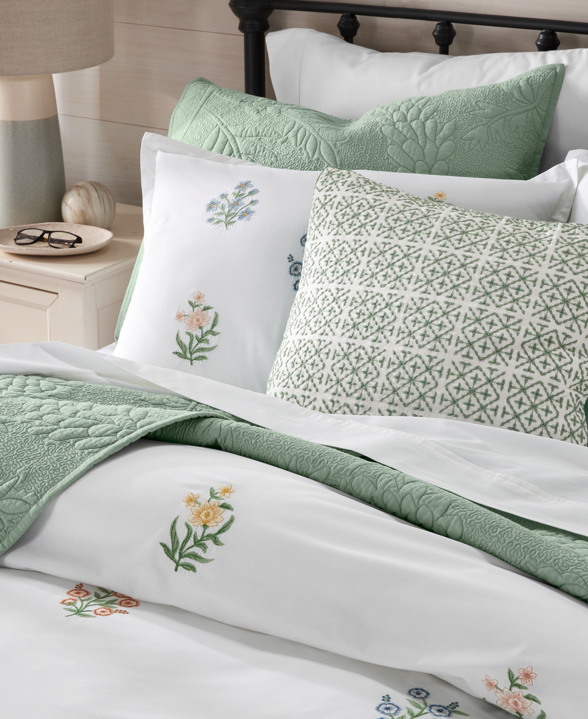 Charter Club Embroidered Tiles Decorative Pillow, 20" X 20", Exclusively At Macy's In Sage