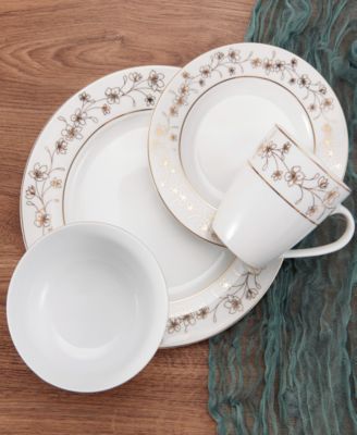 Metallic Floral Gold 32-Pc. Dinnerware Set, Service for 8