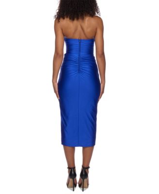 Women's Strapless Corset Shiny-Knit Midi Dress