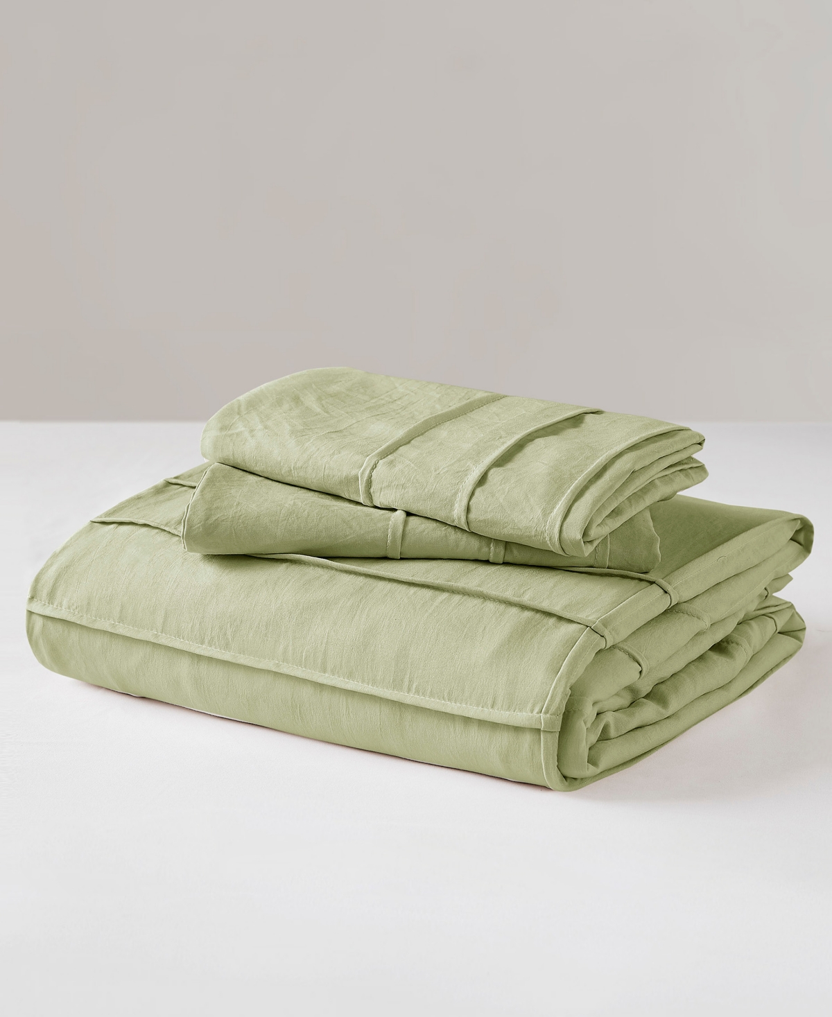 510 Design Porter Pleated 3-pc. Duvet Cover Set, Full In Sage