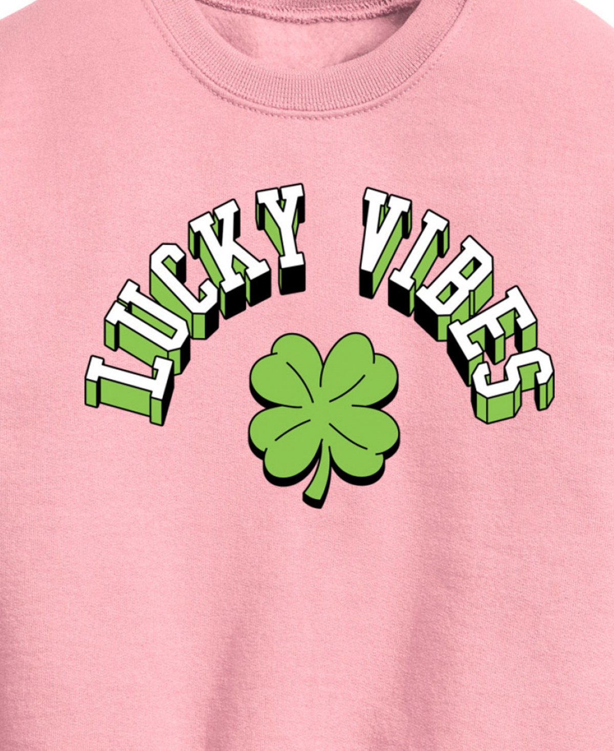 HYBRID APPAREL BIG GIRLS LUCKY VIBES GRAPHIC CREW FLEECE T-SHIRT 