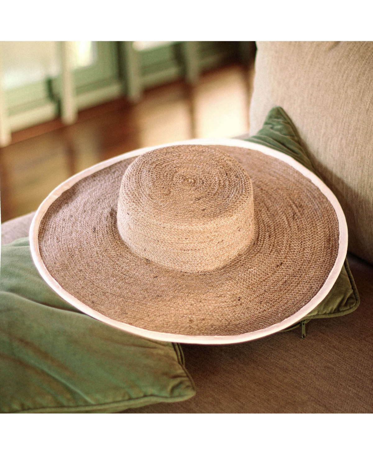 Brunna.co Lolo Wide-brim Jute Boater Hat in Natural Beige