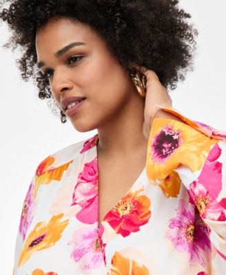 Plus Size Cuffed Surplice Blouse, Exclusively at Macy's 