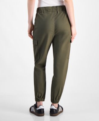 Juniors' High Waisted Pull On Utility Jogger Pants 
