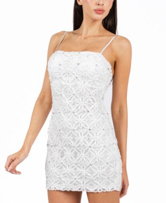 Juniors' Embellished Soutache Bodycon Dress