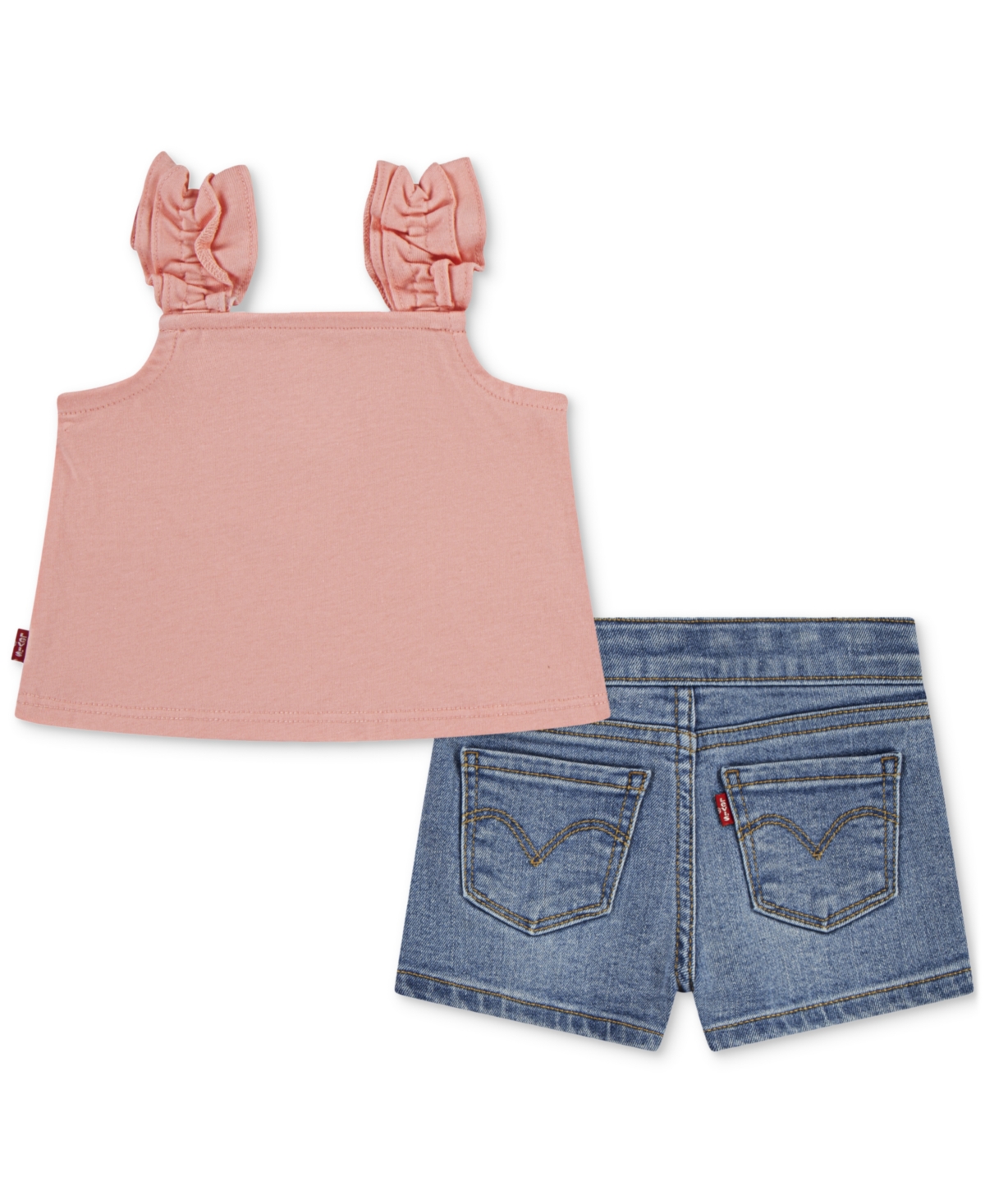 Levi's Little Girls 2-piece Ruffle Strap Tank And Shorts Set