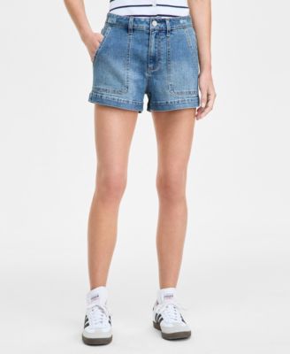 Juniors' High-Rise Utility-Pocket Shorts