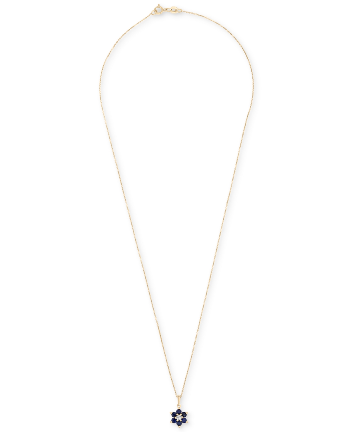 Macy's Blue Sapphire (5/8 Ct. T.w.) & White Sapphire (1/6 Ct. T.w.) Flower Pendant Necklace & Stud Earrings In Blue Sapphire