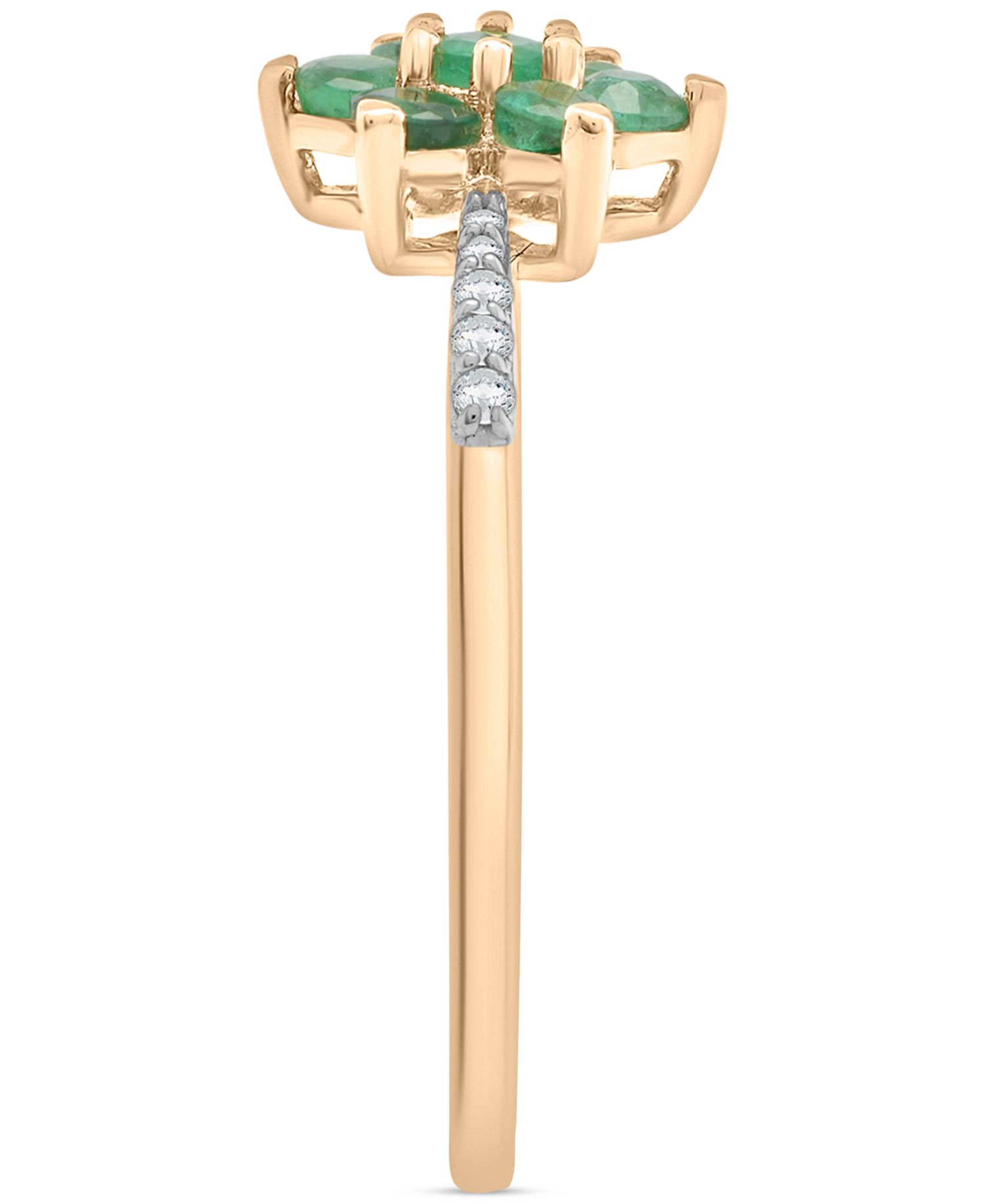 Emerald (1/2 ct. t.w.) & Diamond (1/20 ct. t.w.) Flower Ring in 14K Gold over Sterling Silver