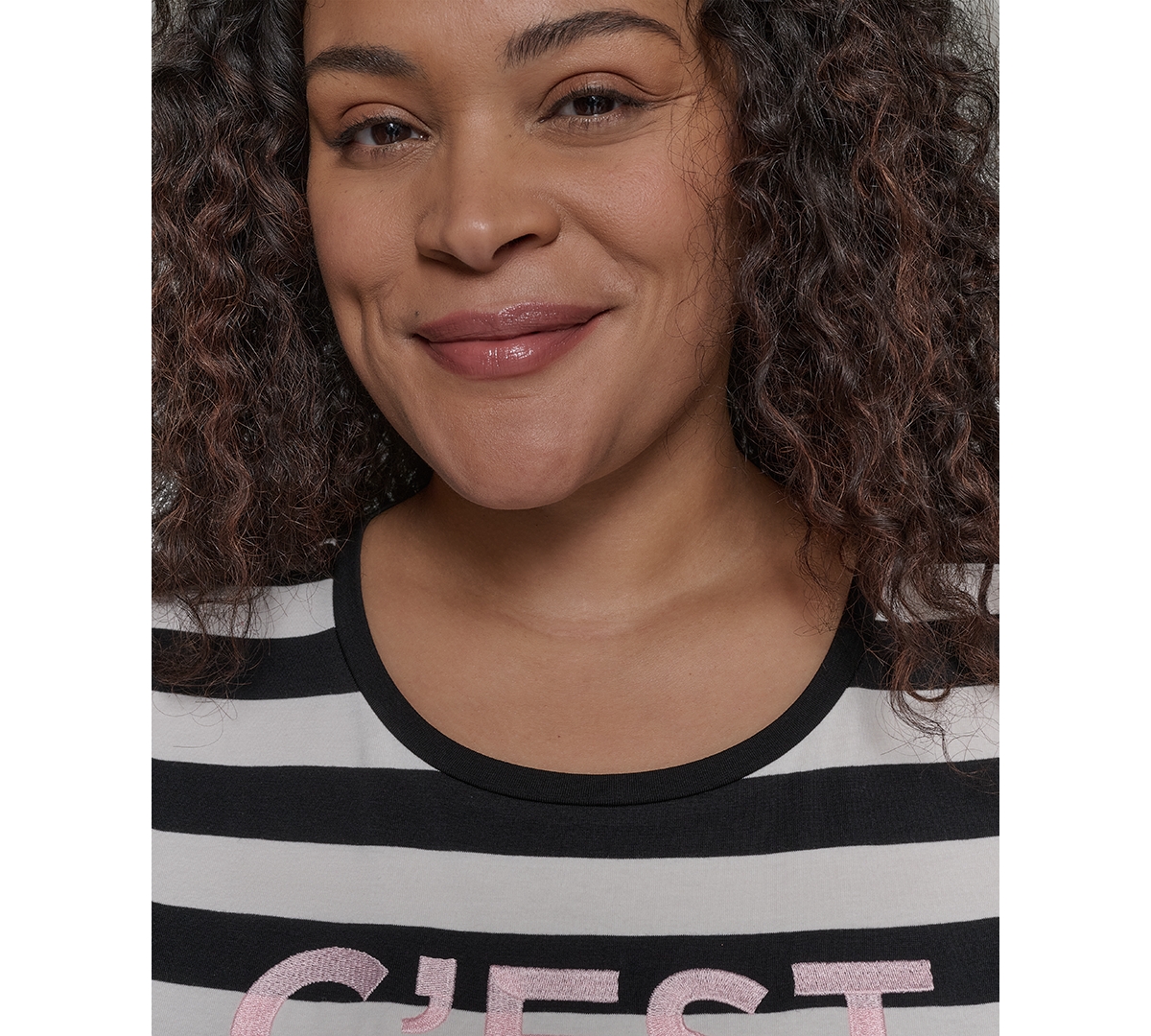 KARL LAGERFELD PLUS SIZE C'EST LA VIE STRIPED TEE 