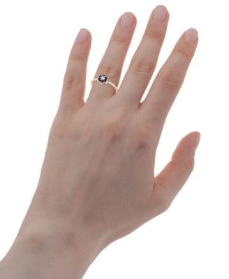 Blue Sapphire (1/4 ct. t.w.) & White Sapphire (1/20 ct. t.w.) Flower Ring in 14K Gold over Sterling Silver