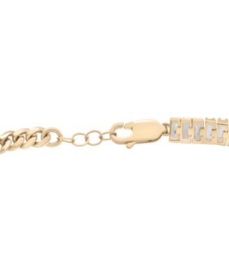 Lab Grown White Sapphire Curb Link Bracelet (4-1/10 ct. t.w.) in 14k Gold-Plated Sterling Silver