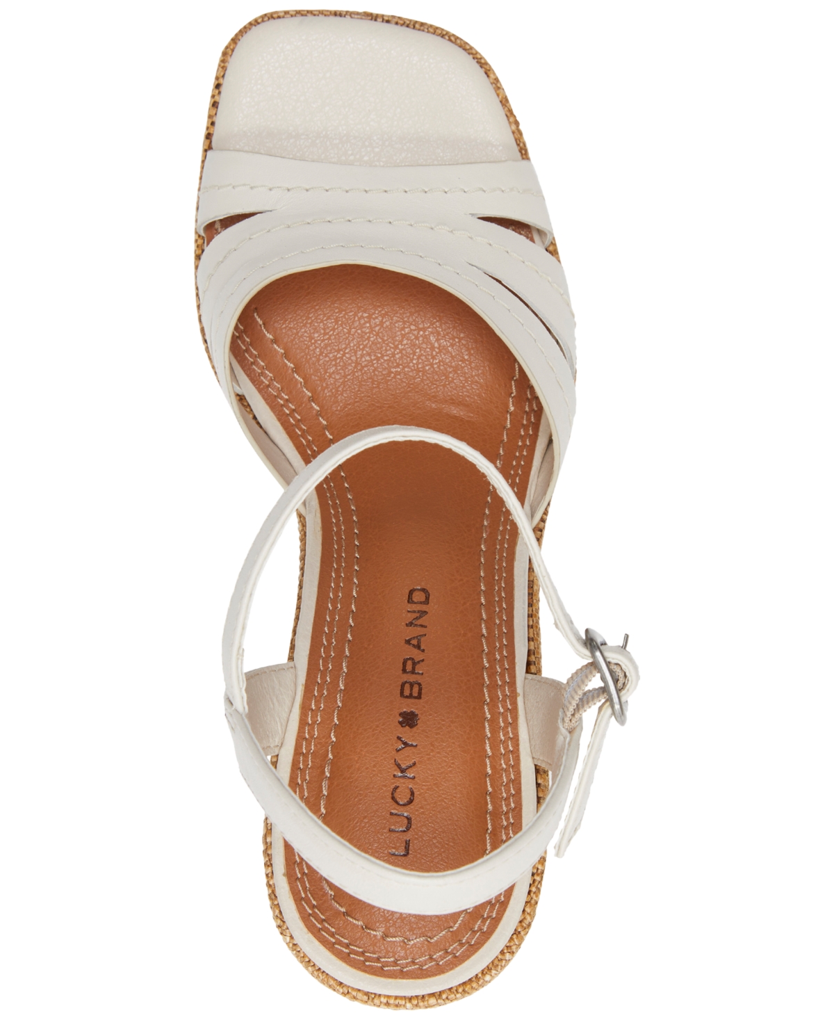 Shop Lucky Brand Women's Fanesa Strappy Block-heel Dress Sandals In Tusk Leather