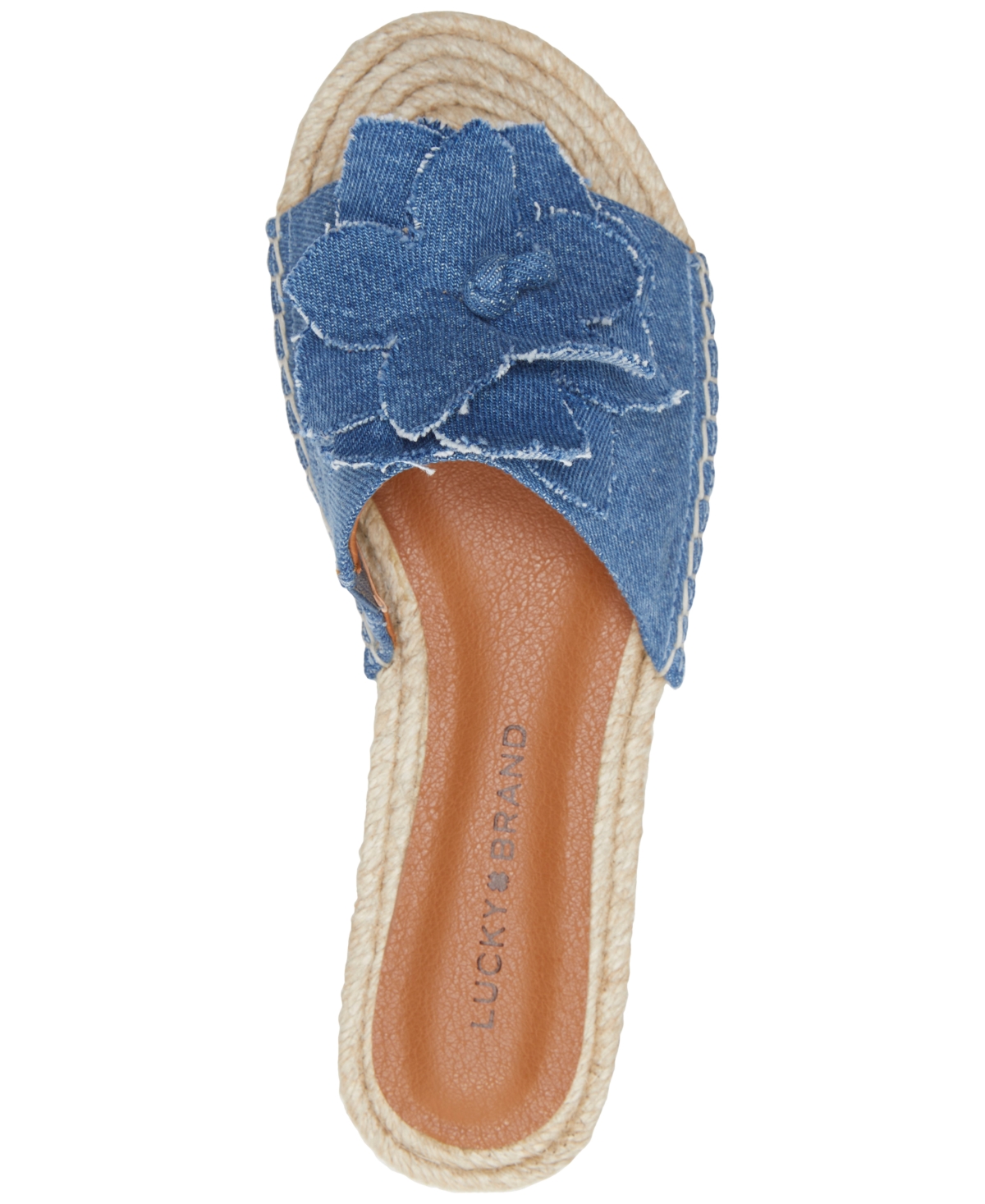 Shop Lucky Brand Women's Biricha Flower Flat Sandals In Medium Denim