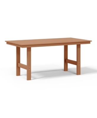 6-Piece Outdoor HDPE Rectangular Patio Dining Table Set with Bench