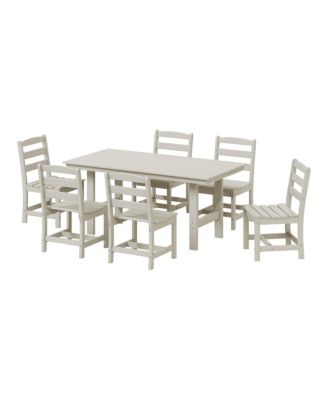 7-Piece HDPE Outdoor Rectangular Patio Dining Table Set with Side Chairs