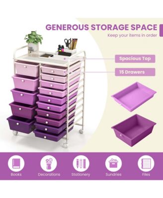 15-Drawer Rolling Storage Cart for Tools, Scrapbook Paper, Office and School Organization