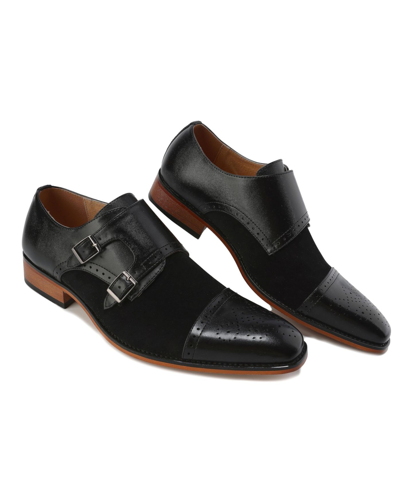 Мужские туфли Gino Vitale Double Monk Strap Two-Tone Loafer, цвет: Чёрный — фото 2