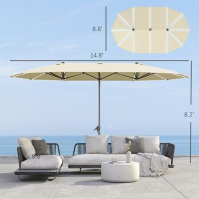 15ft Patio Umbrella Solar Lights UPF50+ Outdoor Umbrella