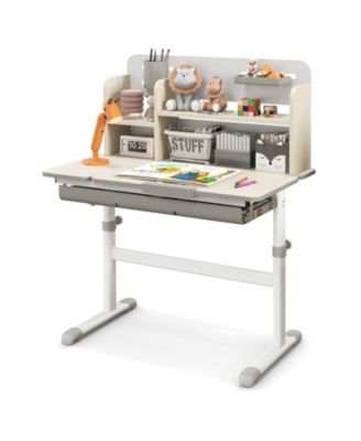 Height Adjustable Kids Study Desk with Tilt Desktop for 3-12 Years Old