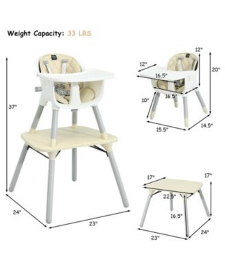 Kids 4-in-1 Convertible Table Chair Set with PU Cushion