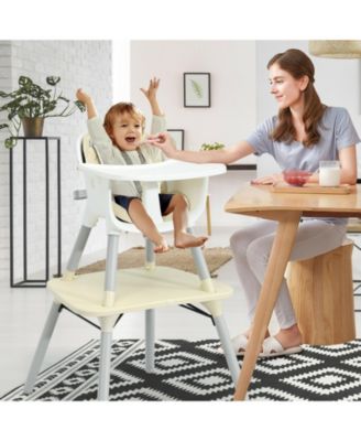 Kids 4-in-1 Convertible Table Chair Set with PU Cushion