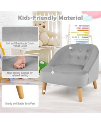 Soft Velvet Upholstered Kids Sofa Chair with Ottoman