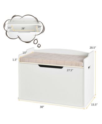 Kids Toy Wooden Flip-top Storage Box Chest Bench with Cushion Hinge