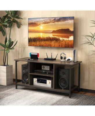 3-Tier TV Stand with Power Outlet USB and Adjustable Shelf