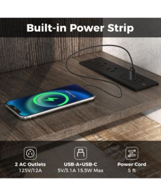 3-Tier TV Stand with Power Outlet USB and Adjustable Shelf