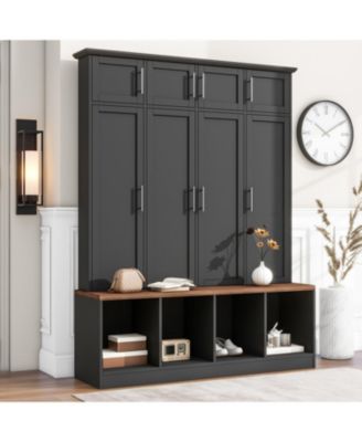 Streamdale Versatile Hall Tree with Hooks, Storage Bench, and Cabinet