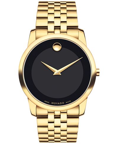 Movado Men's Swiss Museum Classic Gold PVD Stainless Steel Bracelet ...