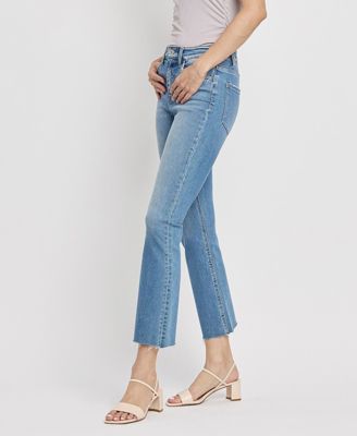 Women's High Rise Raw Hem Crop Flare Jeans