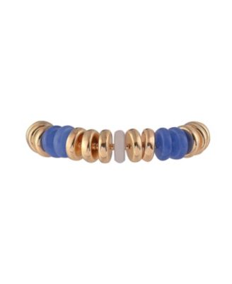 Gold Tone and Multi Color Disc 2pc Stretch Bracelet Set