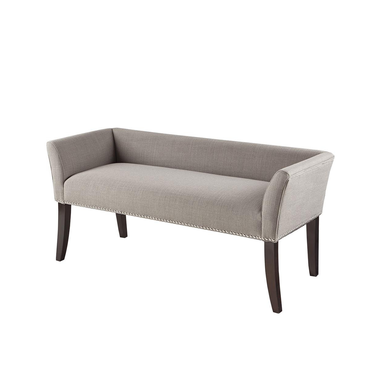 Upholstered Accent Bench with Nailhead Trim and Solid Wood Legs-The Pop Home