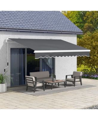 13' x 8' Manual Retractable Awning Sunshade Shelter, Dark