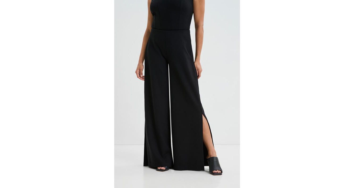 Women's Lexington High-Waisted Wide-Leg Side-Slit Dress Pants