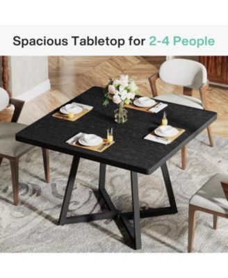 Square Dining Table for 4, 31.5" Industrial Dinner Table with Metal Base, Wood Kitchen Table for Dining Room, Small Space, Apartment