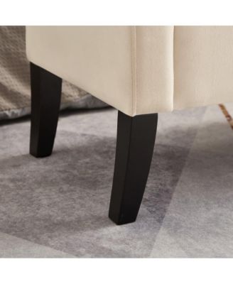 Velvet Storage Bench with Curved Arms, Upholstered Tufted Ottoman