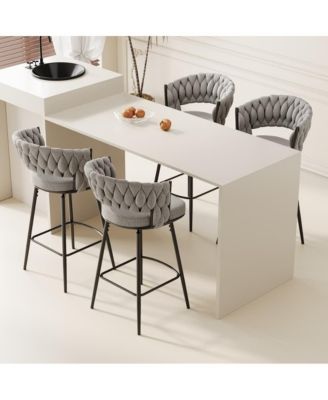   Set of 2  Upholstered, Metal Frame   26.3", 360° Swivel   Counter Height Stools