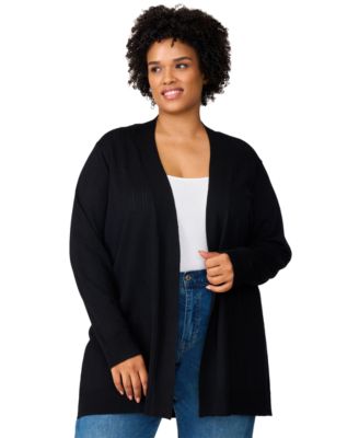 Women's Pointelle Open-Front Long Cardigan Sweater