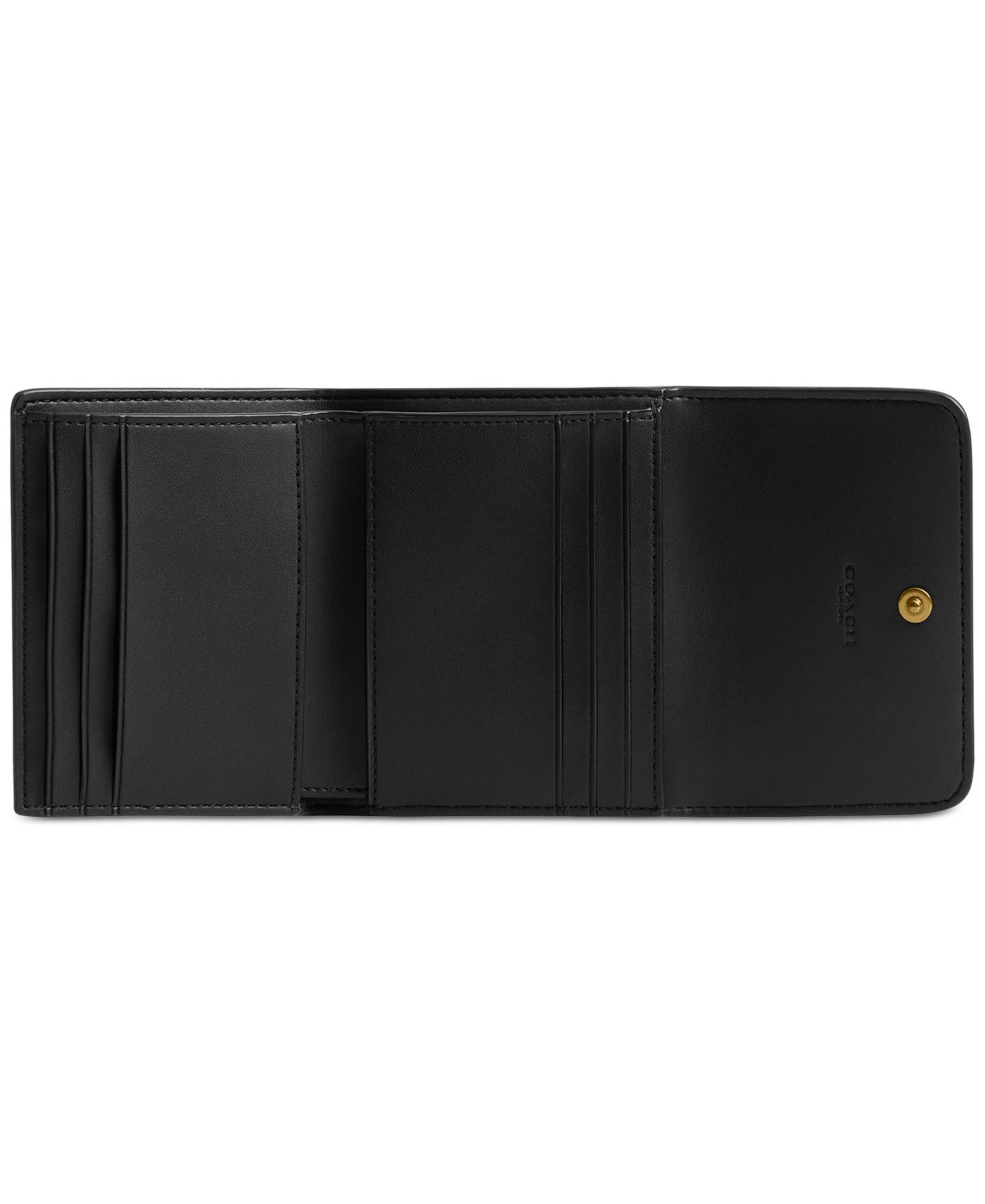 Женский кошелёк Coach Mila Mini Leather Flap Wallet, цвет: Латунный / Чёрный — фото 3