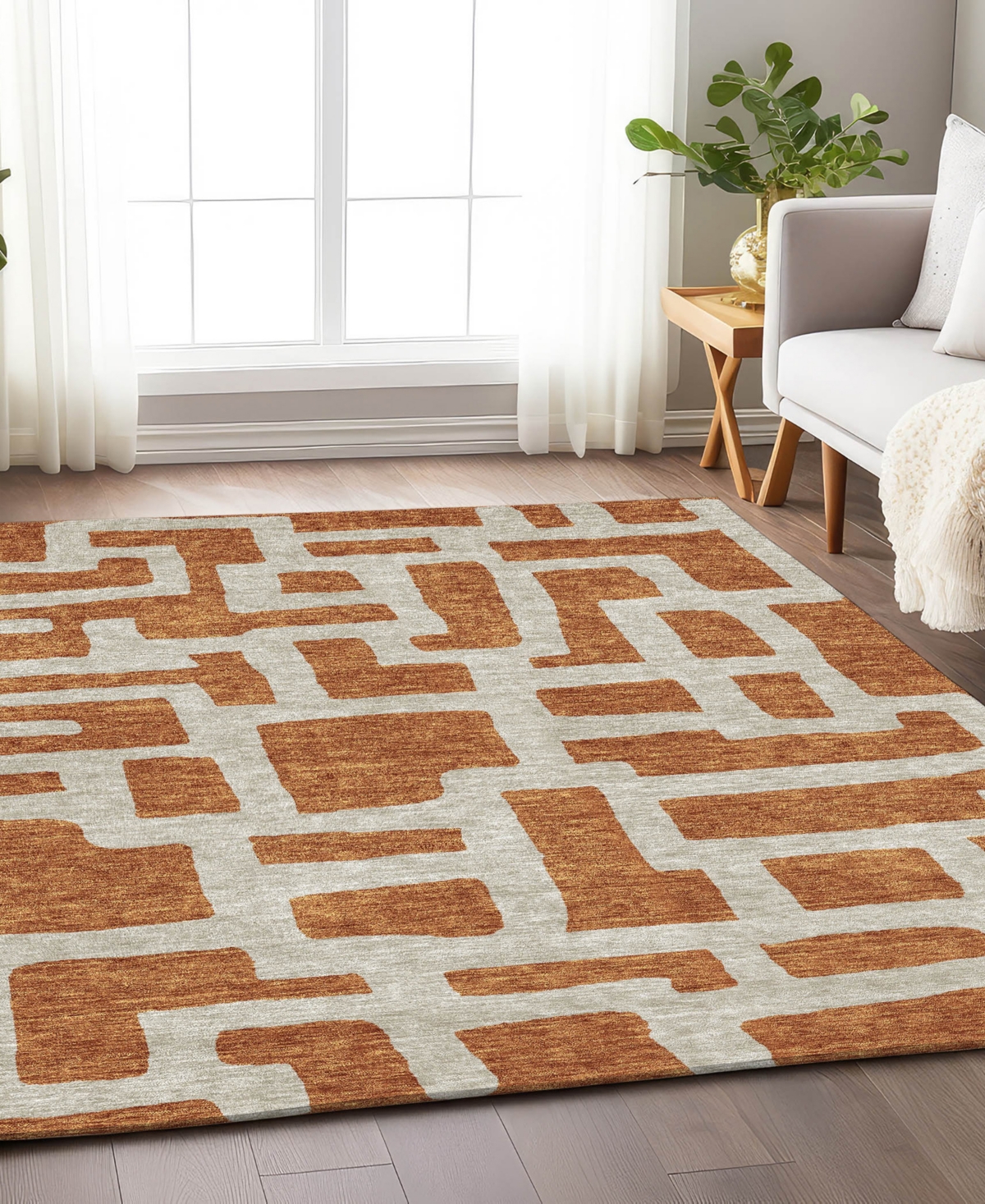 Addison Chantille Acn903 5'x7'6" Area Rug In Terracotta